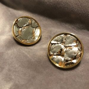 Dara Ettinger Python Round Earrings 14kt Gold